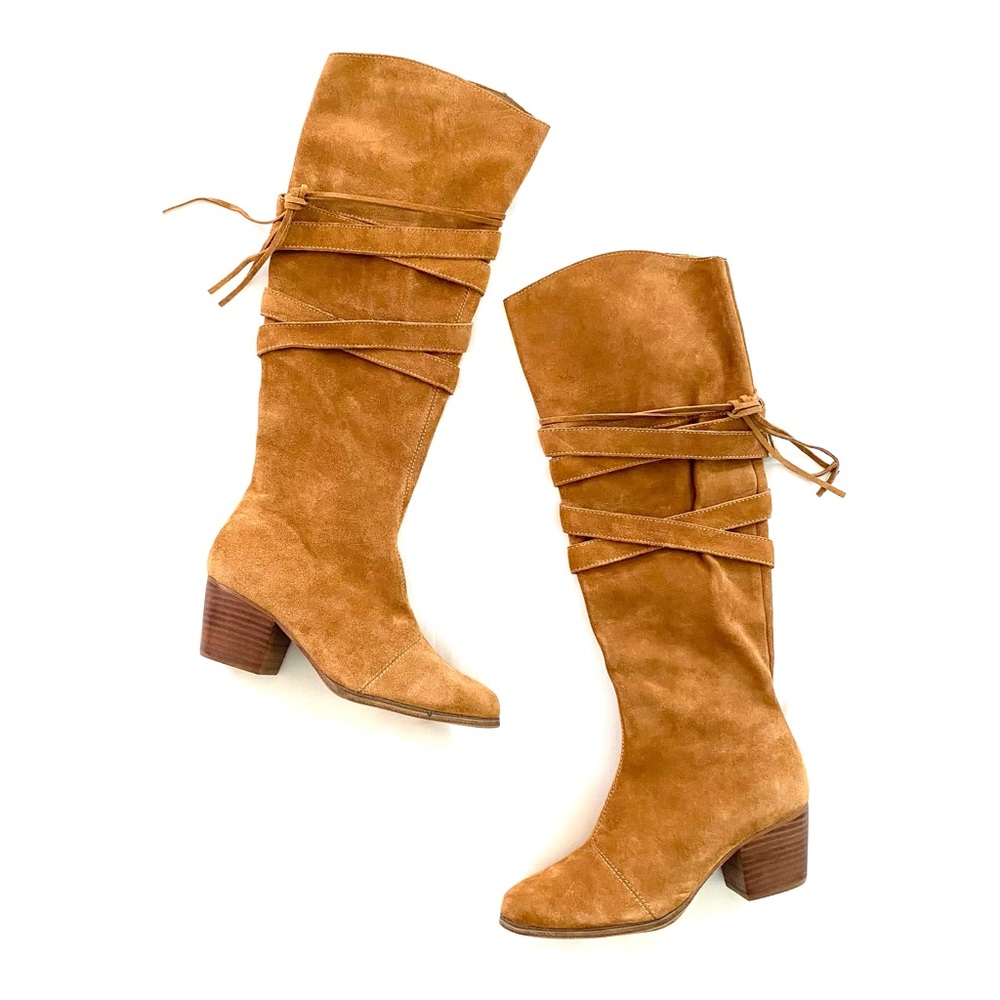 Sole/Society Antoinette Cognac Cow Suede Boots